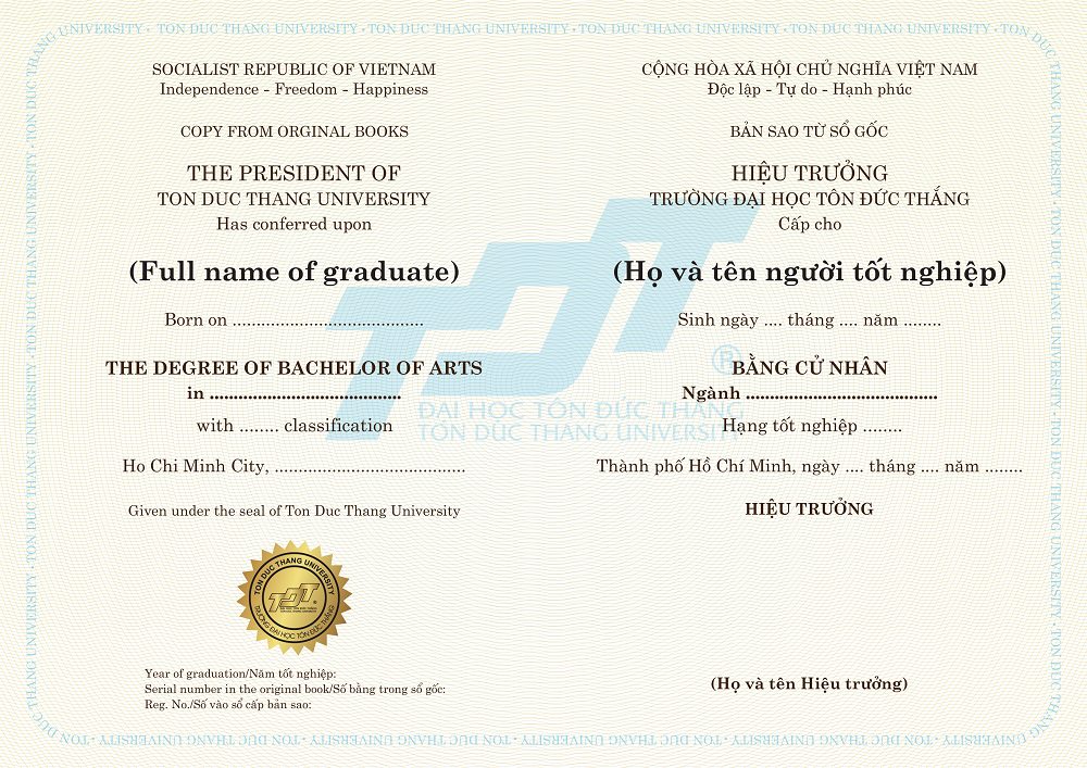 Bản sao bằng cử nhân đại học