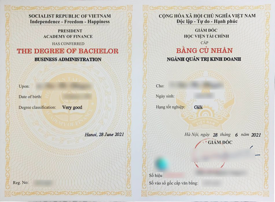 Bằng tốt nghiệp Hệ từ xa học viện tài chính
