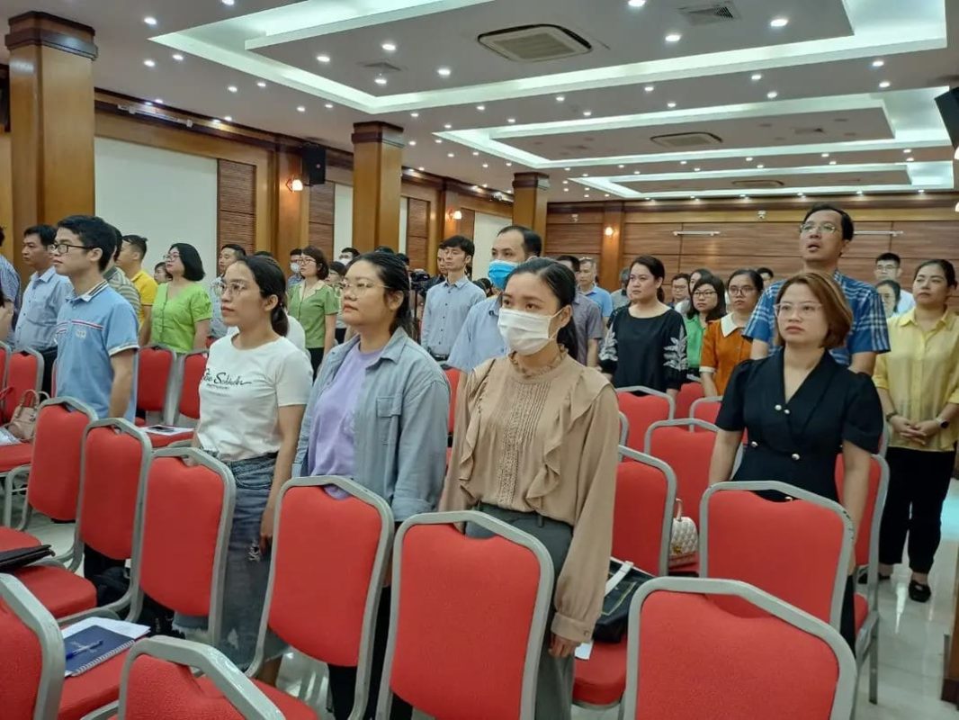 Hình ảnh các tân học viên tại buổi lễ khai giảng trong không khí trang nghiêm